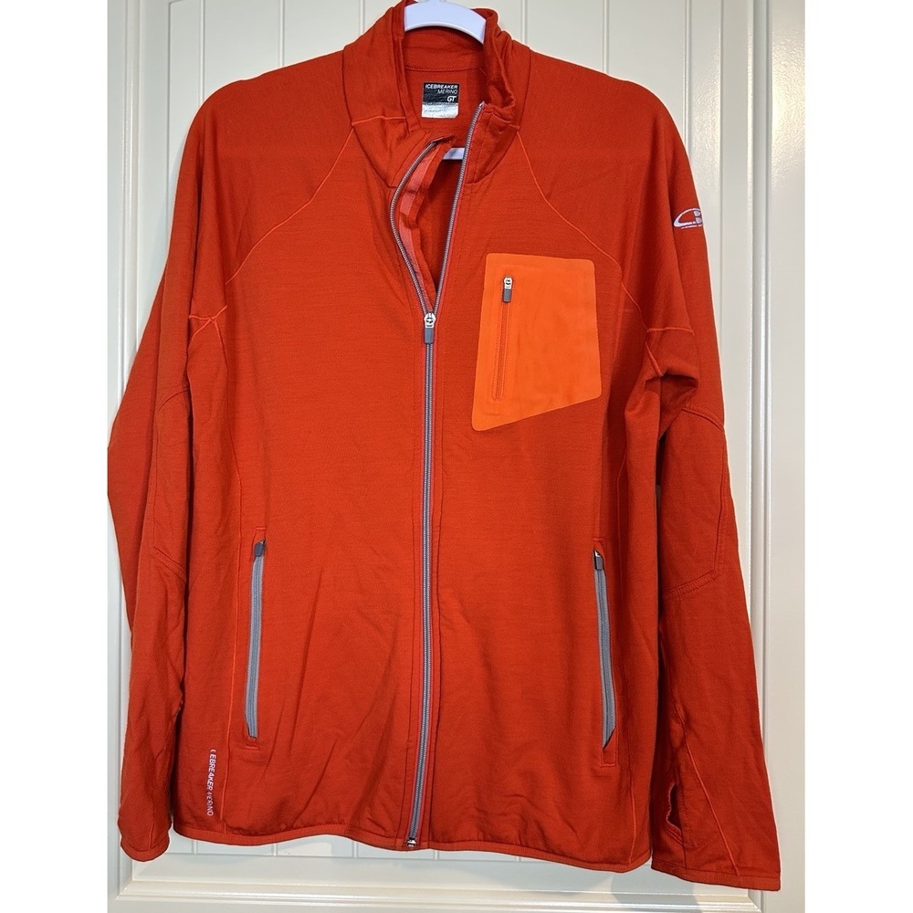 Icebreaker Atom Merino GT Wool Full Zip Mid Layer Jacket Men's Size M thumbholes